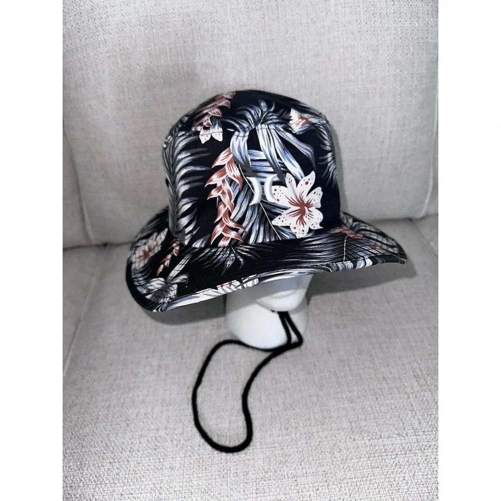 Hurley Men's Vagabond Bucket Sun Hat Floral Tropical Print‎ Drawstring Size S/M